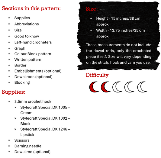 Black Widow's Coffin Tapestry - Digital Crochet Pattern