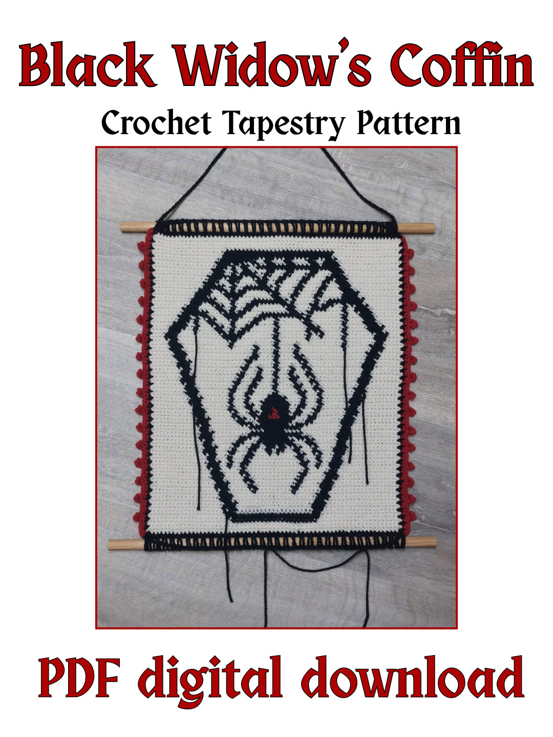 Black Widow's Coffin Tapestry - Digital Crochet Pattern