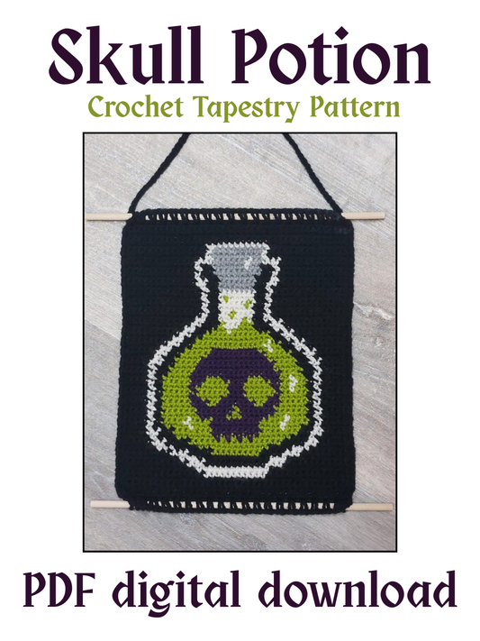 Skull Potion Tapestry - Digital Crochet Pattern