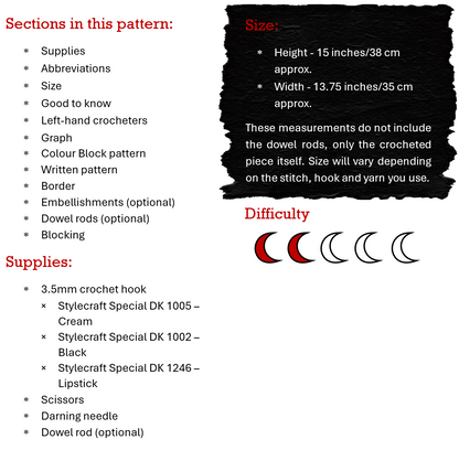 Black Widow's Coffin Tapestry - Digital Crochet Pattern